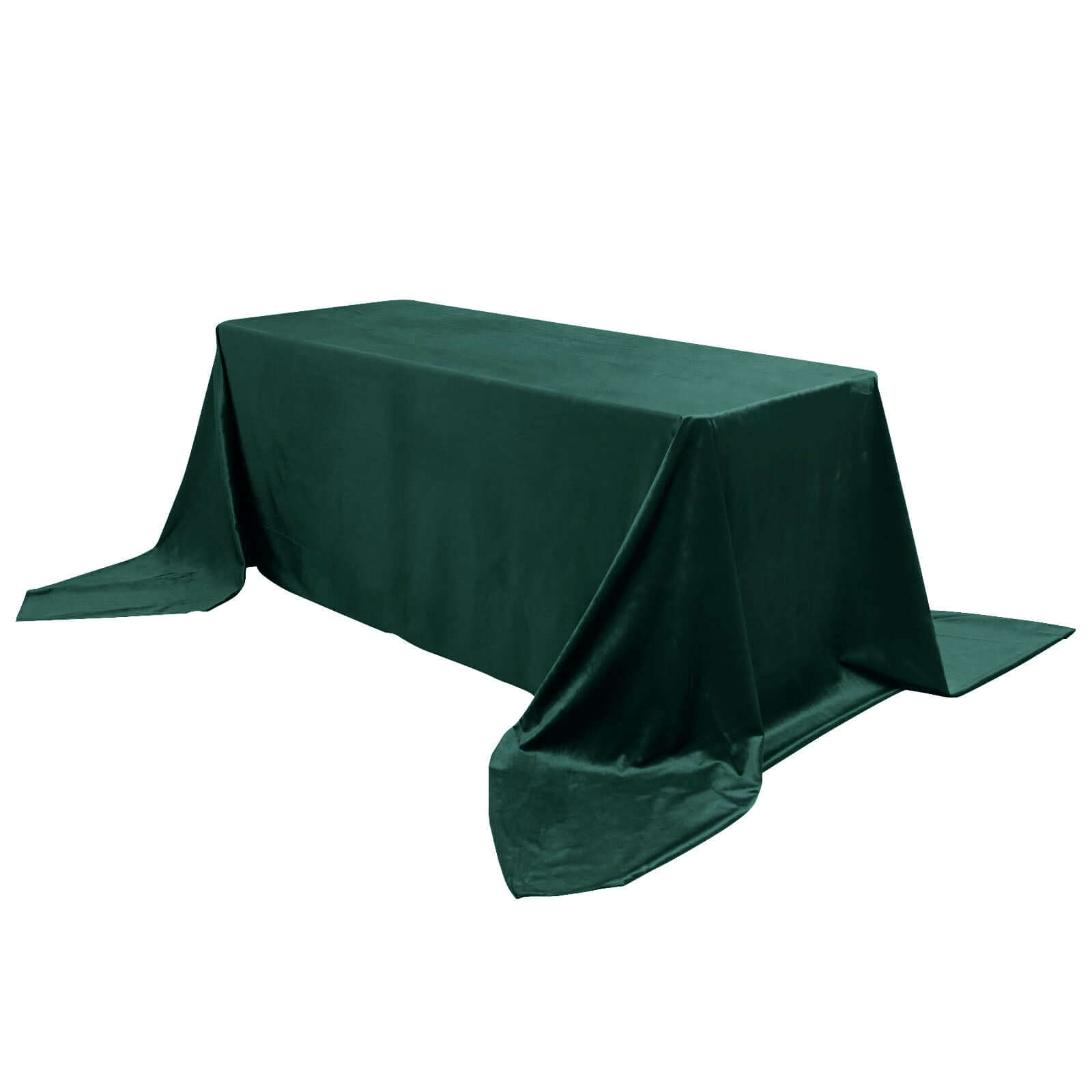 Premium Velvet 90"x156" Rectangle Tablecloth Hunter Emerald Green - Reusable Soft & Seamless Table Cover Pro Linens