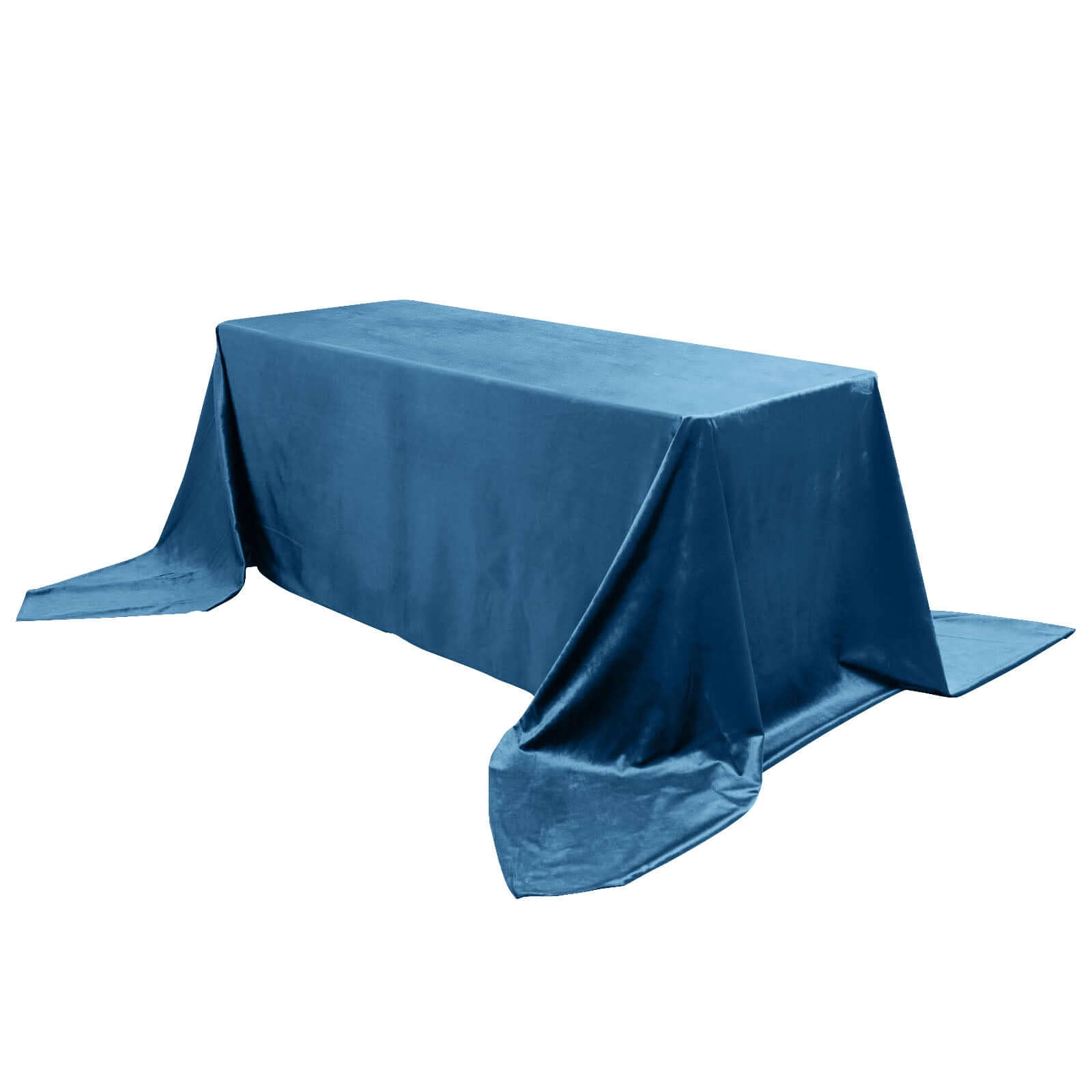 Premium Velvet 90"x156" Rectangle Tablecloth Hunter Navy Blue - Reusable Soft & Seamless Table Cover Pro Linens