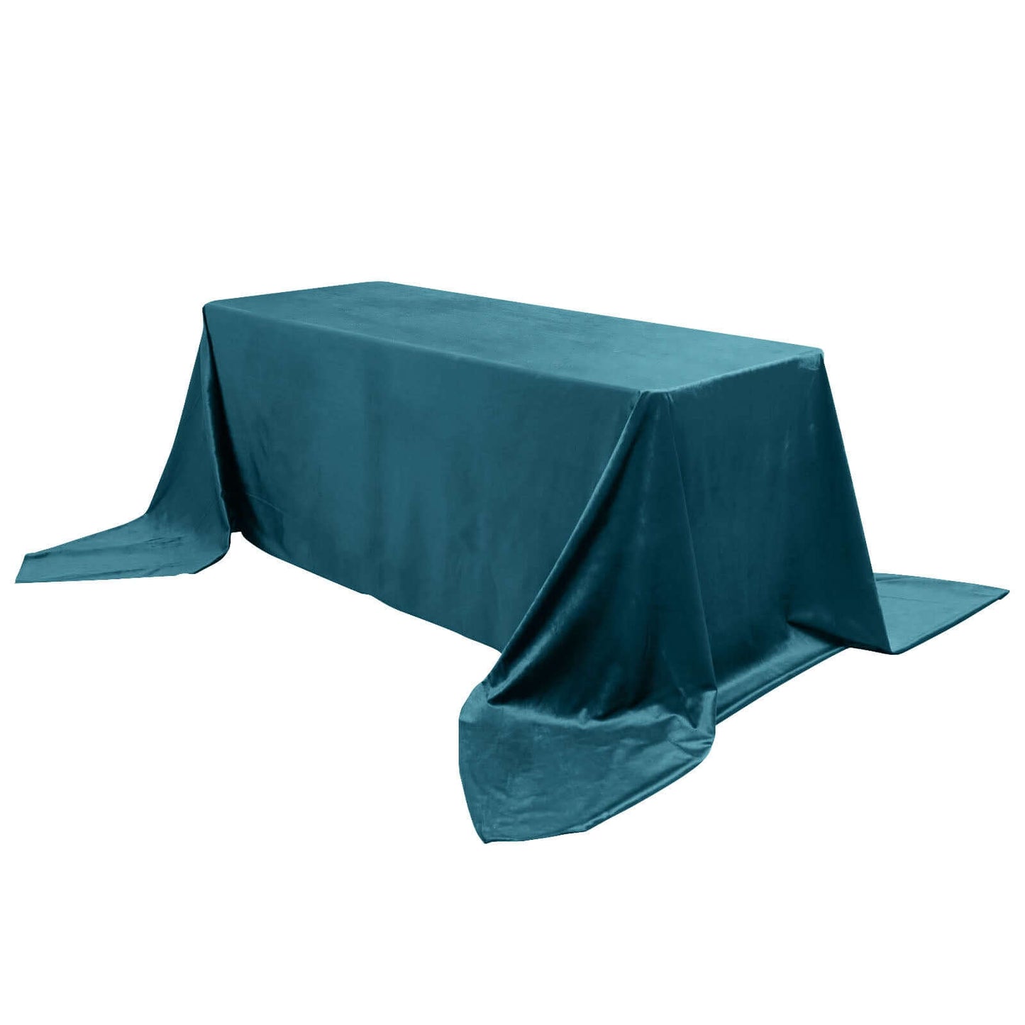 Premium Velvet 90"x156" Rectangle Tablecloth Hunter Peacock Teal - Reusable Soft & Seamless Table Cover Pro Linens