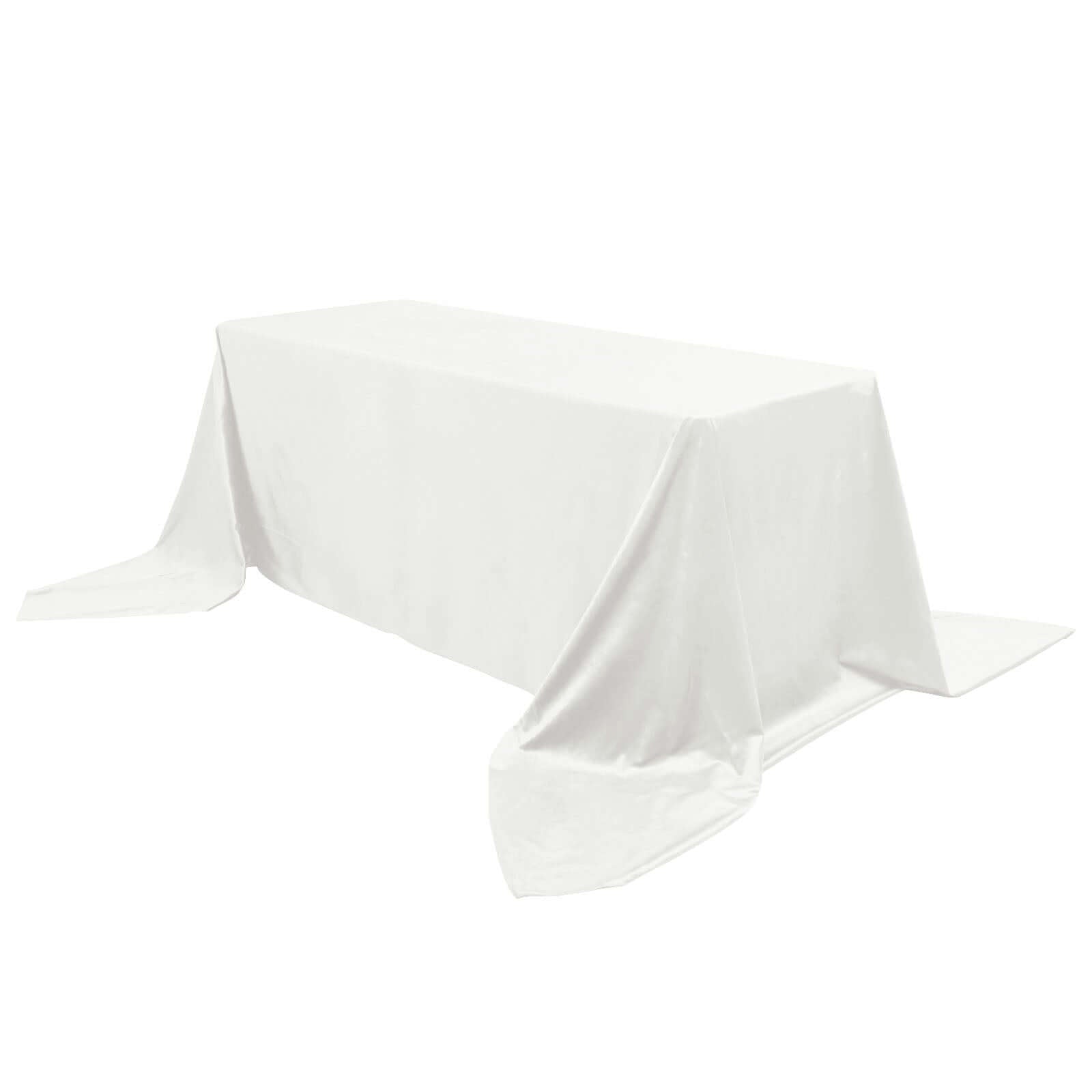 Premium Velvet 90"x156" Rectangle Tablecloth Ivory - Reusable Soft & Seamless Table Cover Pro Linens