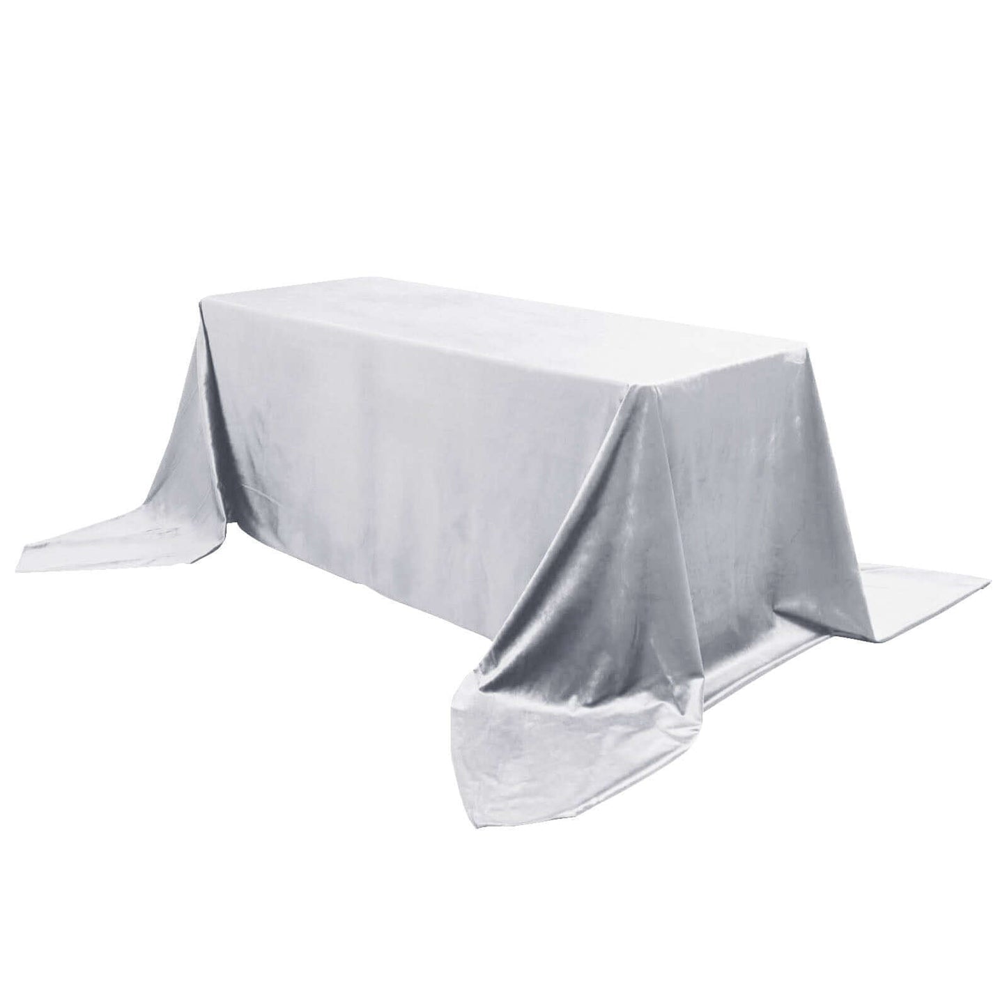 Premium Velvet 90"x156" Rectangle Tablecloth Silver - Reusable Soft & Seamless Table Cover Pro Linens