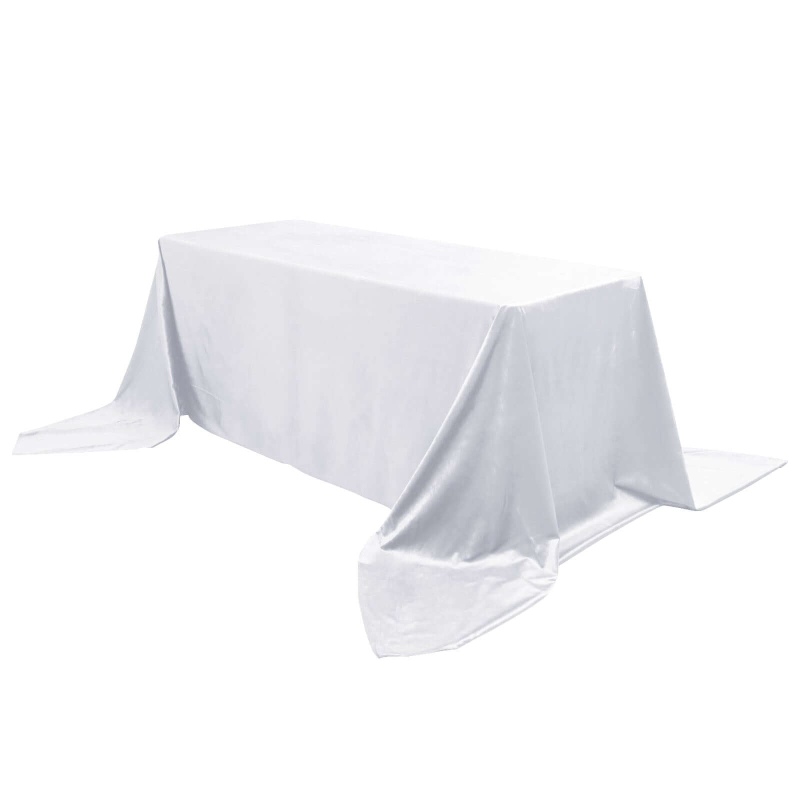 Premium Velvet 90"x156" Rectangle Tablecloth White - Reusable Soft & Seamless Table Cover Pro Linens