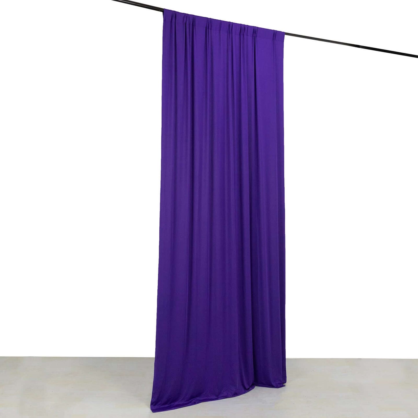 Purple 4-Way Stretch Spandex Event Curtain Drapes, Wrinkle Free Backdrop Event Panel with Rod Pockets - 5ftx10ft Pro Linens