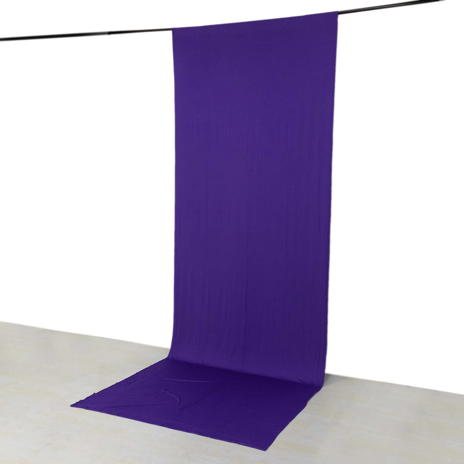 Purple 4-Way Stretch Spandex Event Curtain Drapes, Wrinkle Free Backdrop Event Panel with Rod Pockets - 5ftx14ft Pro Linens