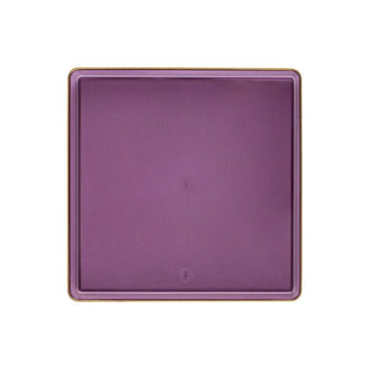 Purple Transparent and Gold Rim Square Plastic Plates - Square Edge Plate Pro Linens