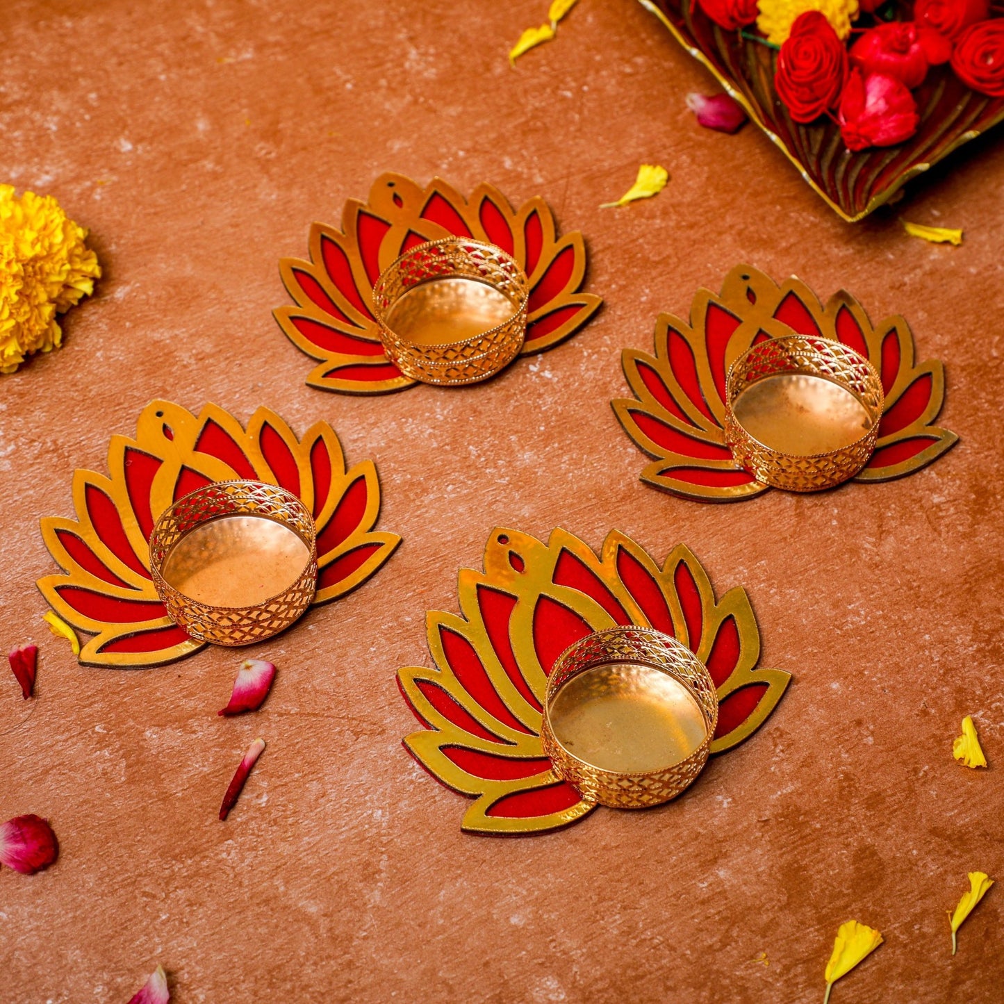 Rangoli Lotus Diya Tealights holders PRO Indian