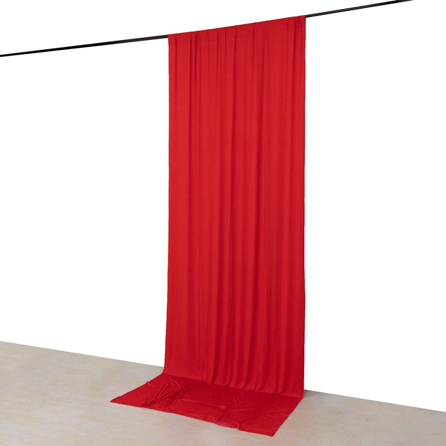 Red 4-Way Stretch Spandex Event Curtain Drapes, Wrinkle Free Backdrop Event Panel with Rod Pockets - 5ftx12ft Pro Linens