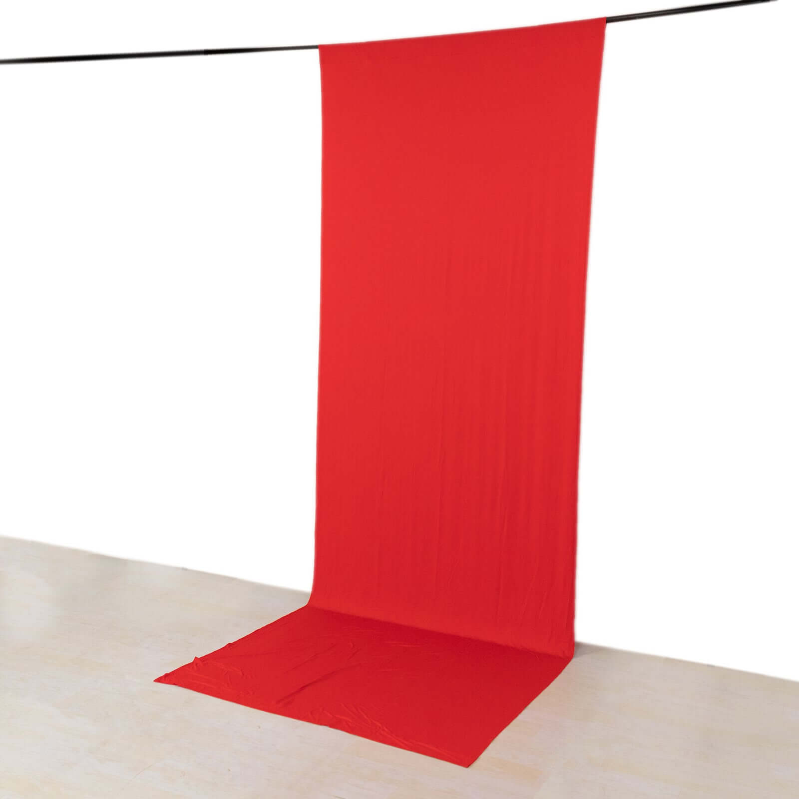 Red 4-Way Stretch Spandex Event Curtain Drapes, Wrinkle Free Backdrop Event Panel with Rod Pockets - 5ftx14ft Pro Linens