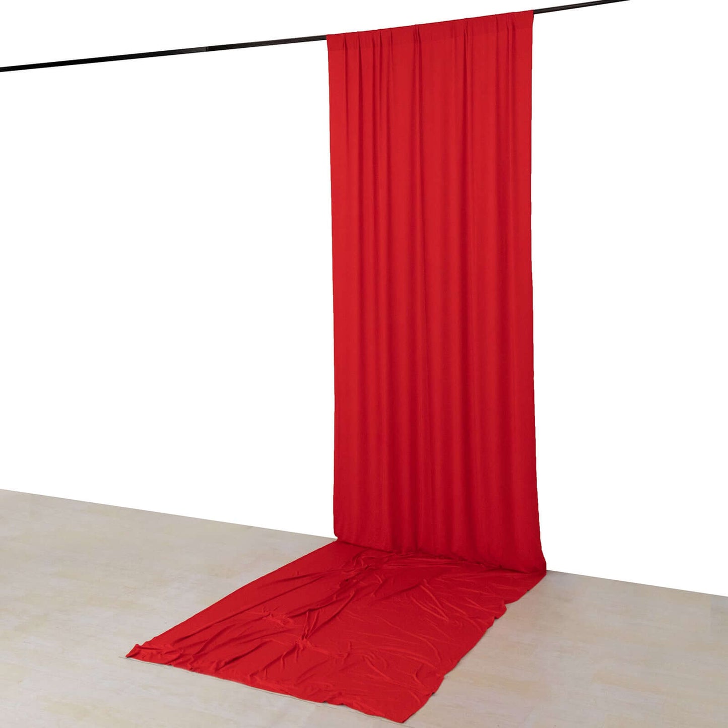 Red 4-Way Stretch Spandex Event Curtain Drapes, Wrinkle Free Backdrop Event Panel with Rod Pockets - 5ftx16ft Pro Linens