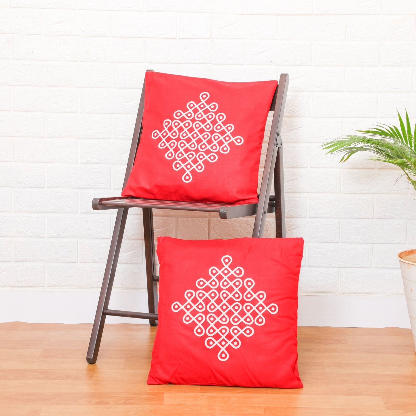 Red Kolam Design Cushion Cover Cushion Covers PRO Indian