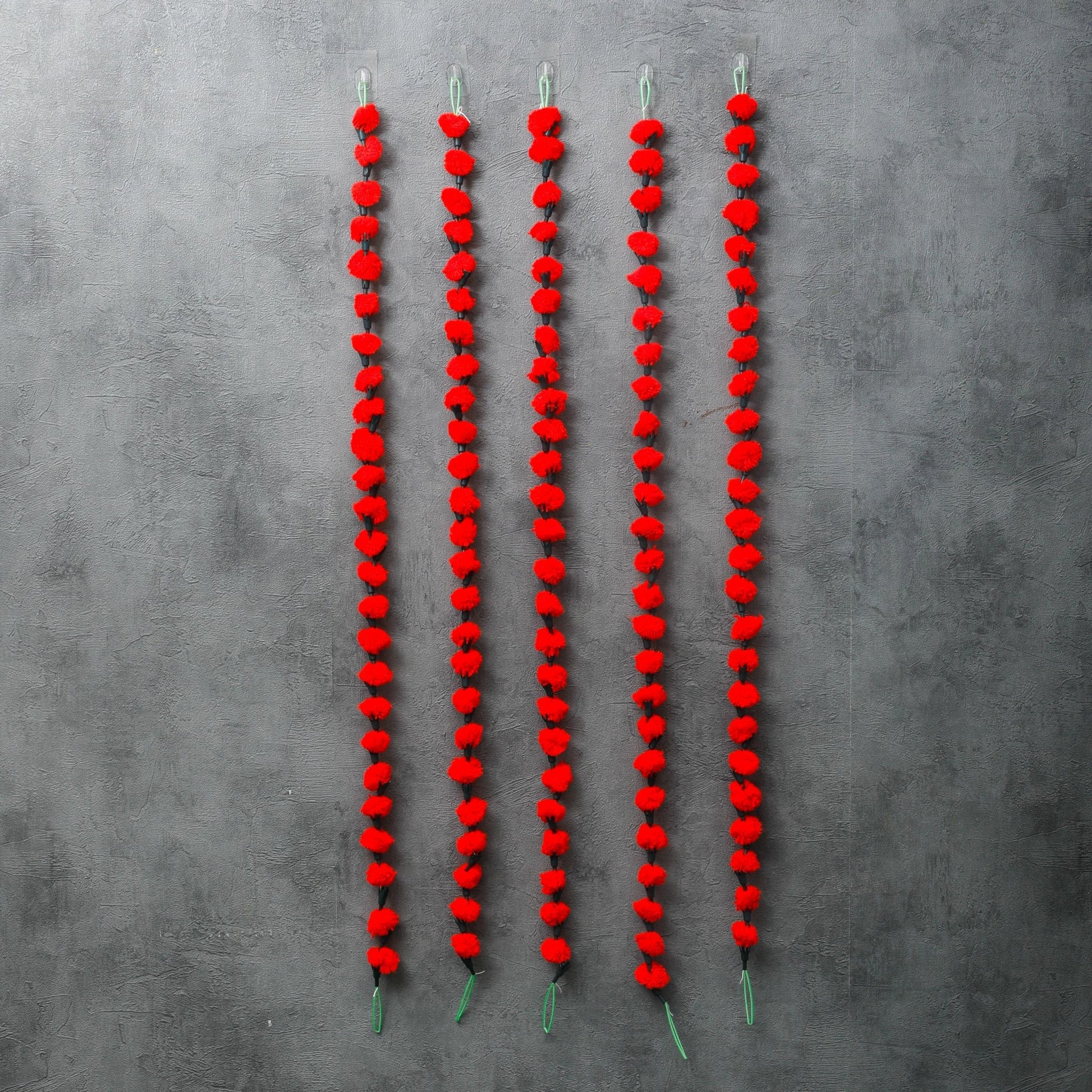 Red Woolen Marigold Garland Woolen PRO Indian