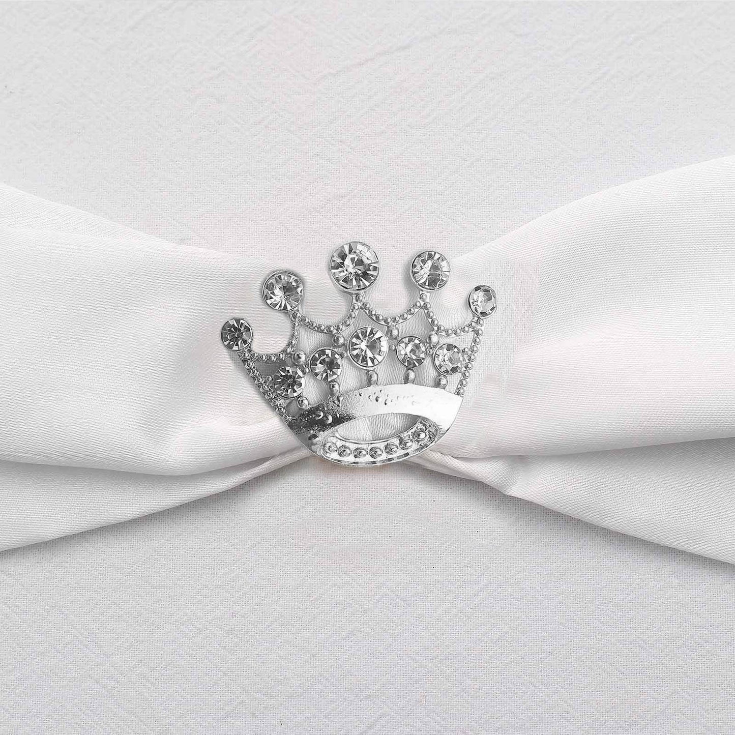 Rhinestone Metal Crown Sash Band Buckle Silver - Glittering Tiara Accent 2" Pro Linens