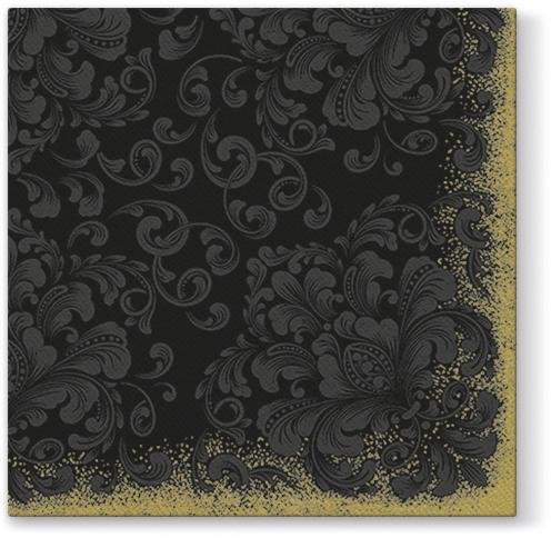 Rococo Black Airlaid 1/4 Fold Dinner Napkin - 50 Pack Dinner Napkins Pro Linens