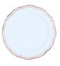 Rose Gold and White Round Plastic Plates 10 Pack - Aristocrat Plate Pro Linens