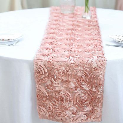 Rosette Satin 14"x108" Table Runner Dusty Rose - Grandiose Design Pro Linens