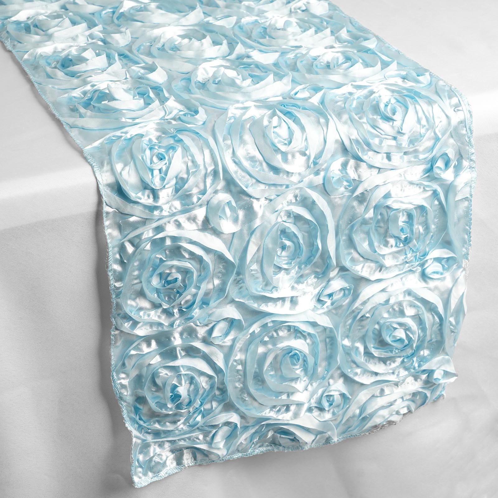 Rosette Satin 14"x108" Table Runner Light Blue - Grandiose Design Pro Linens