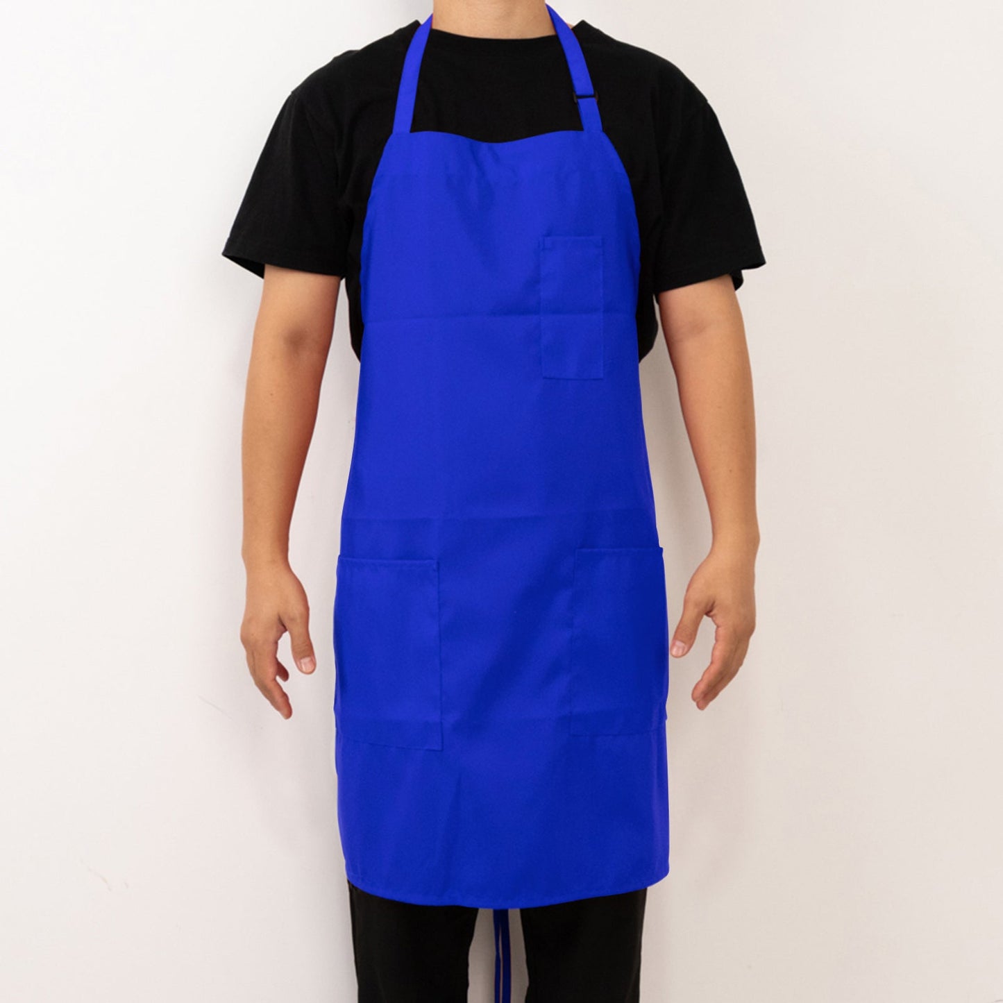 Royal Blue Premium Polyester Cooking Chef Apron with Adjustable Neck and Long Ties, Waterdrop Resistant 2 Pockets Unisex Kitchen Bib Apron Pro Linens