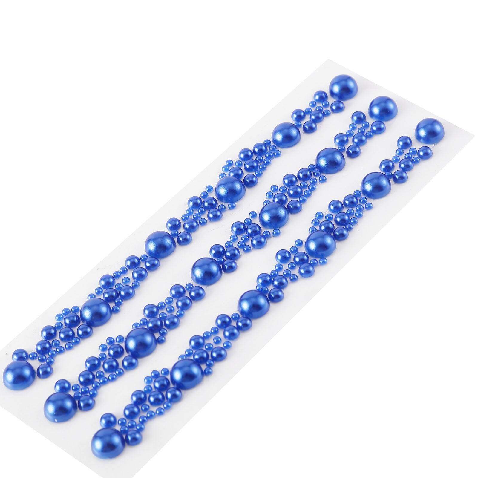 Royal Blue Self Adhesive Pearl Rhinestone Stickers, DIY Craft Peel and Stick Gem Stickers Pro Linens