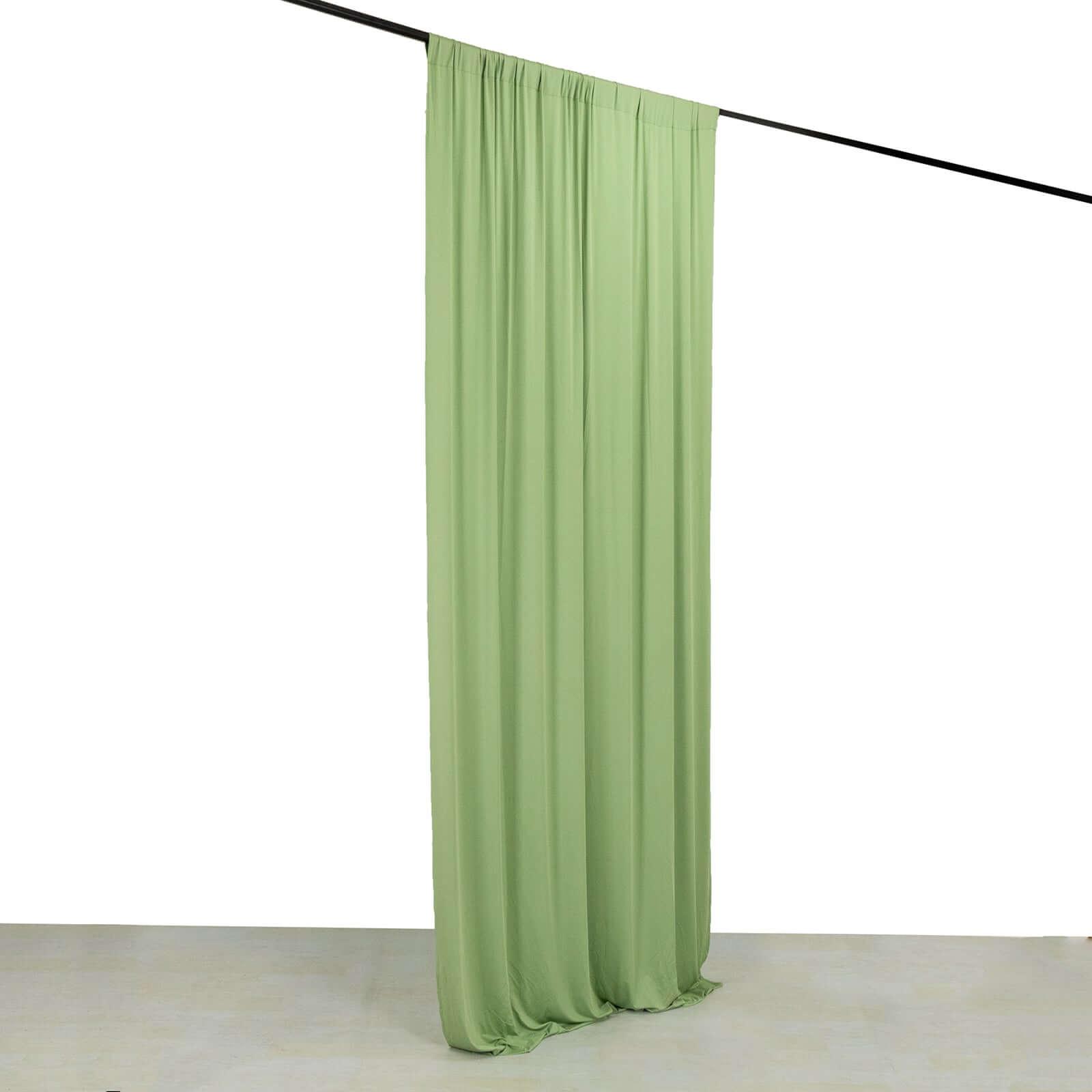 Sage Green 4-Way Stretch Spandex Event Curtain Drapes, Wrinkle Free Backdrop Event Panel with Rod Pockets - 5ftx10ft Pro Linens