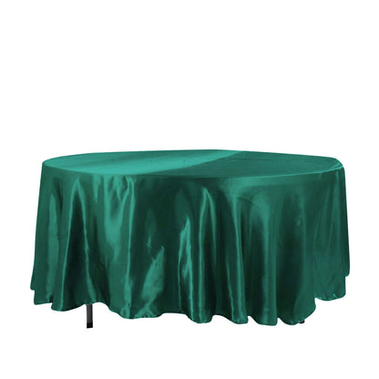 Satin 108" Round Tablecloth Hunter Emerald Green - Smooth and Lustrous Table Cover Pro Linens