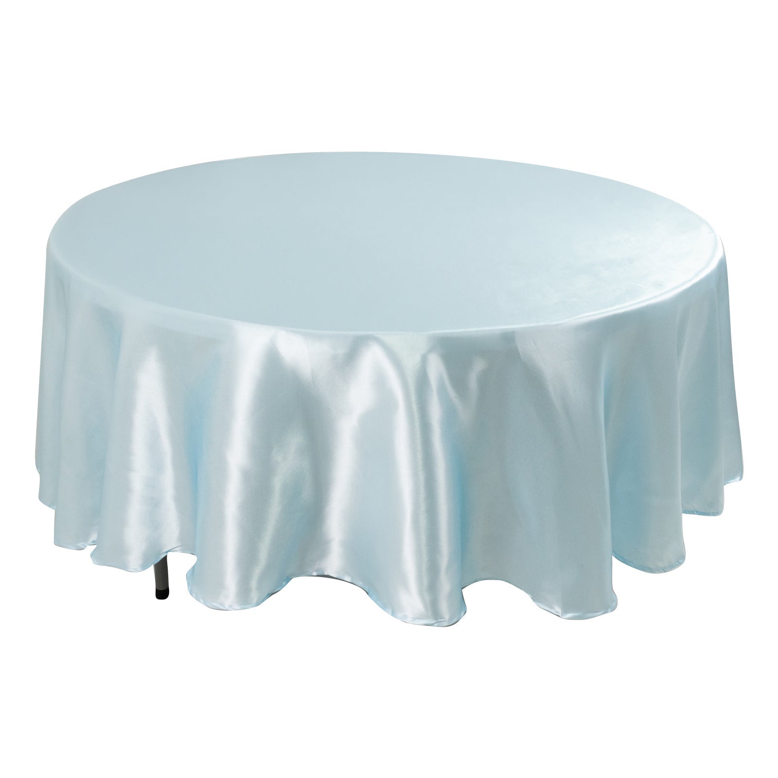 Satin 108" Round Tablecloth Light Blue - Smooth and Lustrous Table Cover Pro Linens