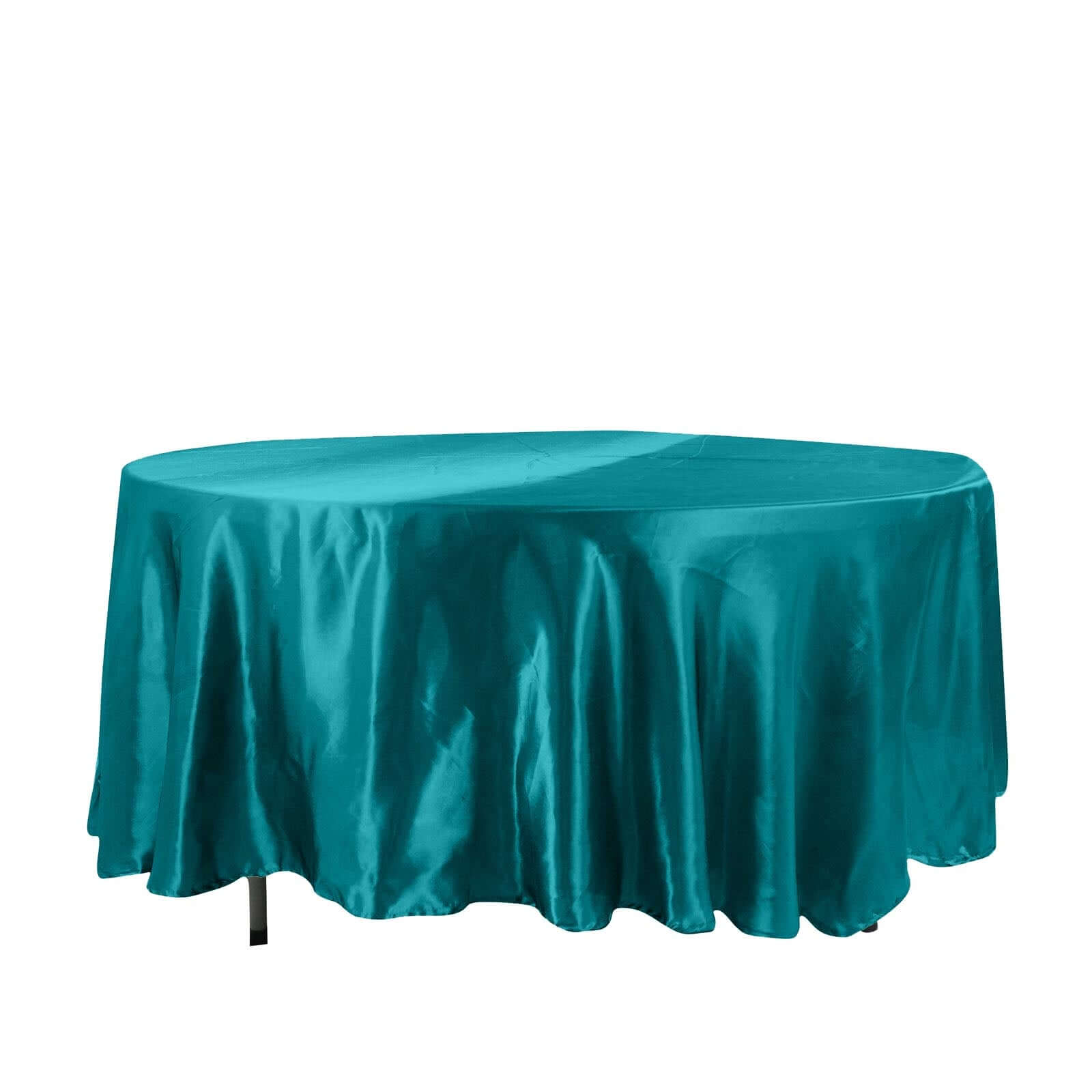 Satin 108" Round Tablecloth Peacock Teal - Smooth and Lustrous Table Cover Pro Linens