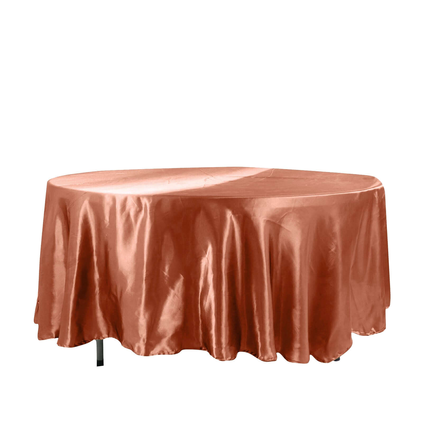 Satin 108" Round Tablecloth Terracotta (Rust) - Smooth and Lustrous Table Cover Pro Linens