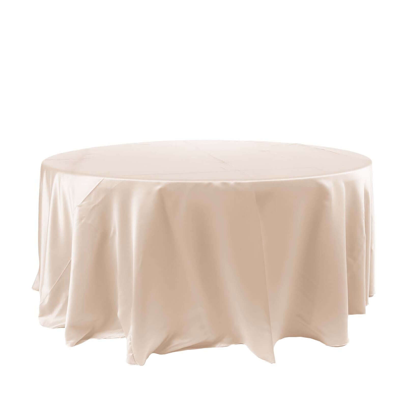 Satin 120" Round Tablecloth Beige - Stylish Seamless Table Cover Pro Linens