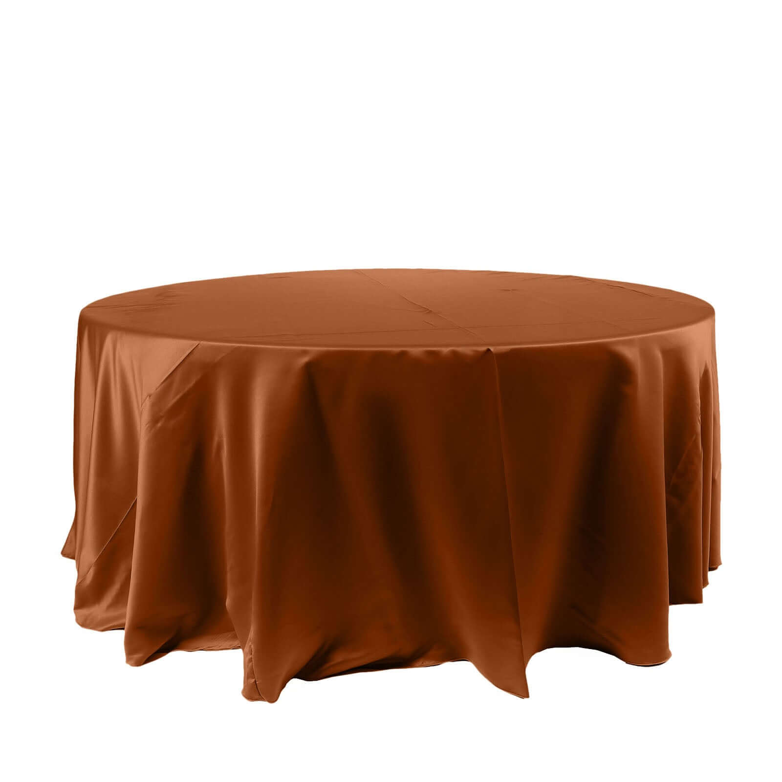 Satin 120" Round Tablecloth Cinnamon Brown - Stylish Seamless Table Cover Pro Linens