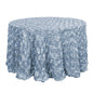 Satin 120" Round Tablecloth Dusty Blue - Grandiose 3D Rosette with Seamless Finish Table Cover Pro Linens