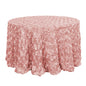 Satin 120" Round Tablecloth Dusty Rose - Grandiose 3D Rosette with Seamless Finish Table Cover Pro Linens