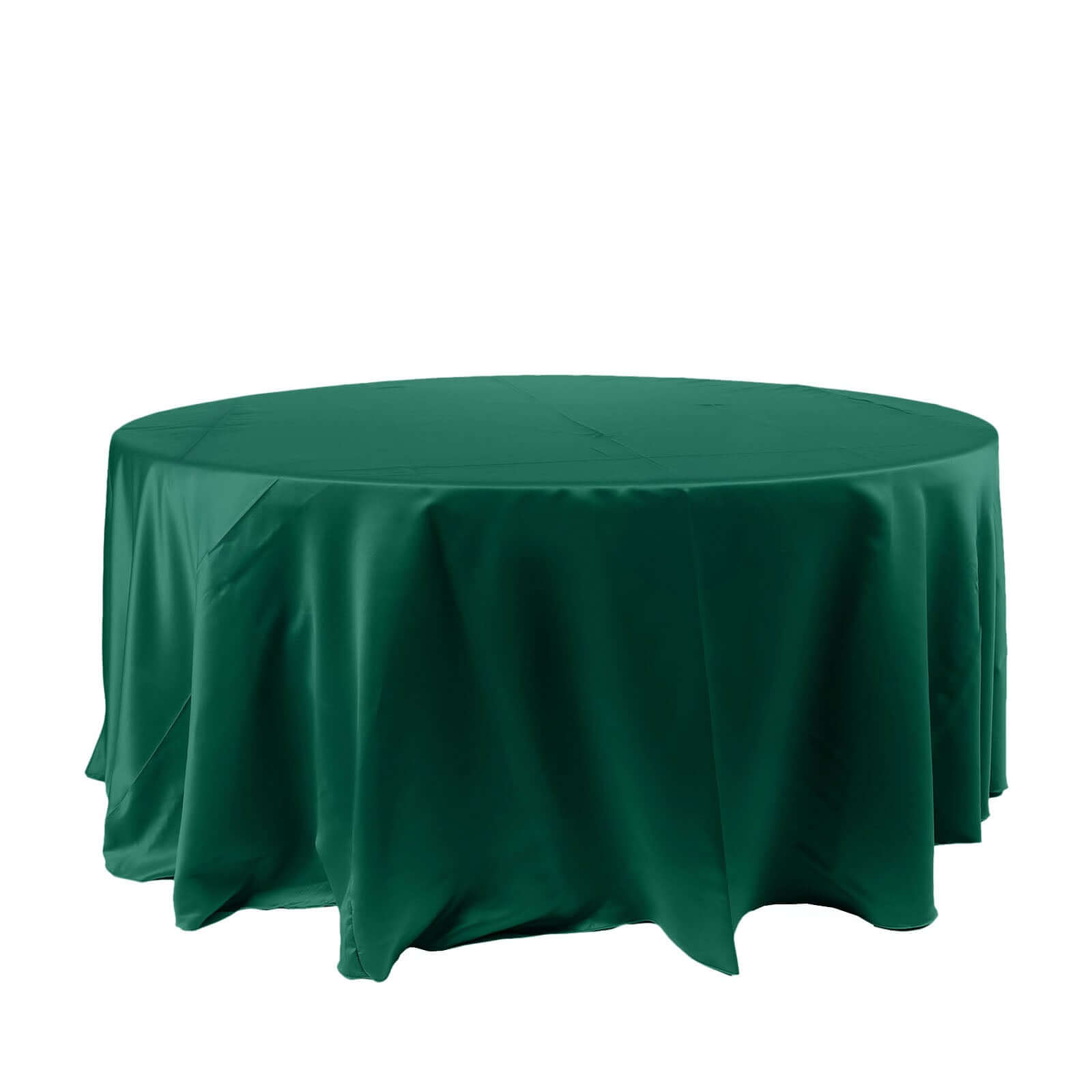 Satin 120" Round Tablecloth Hunter Emerald Green - Stylish Seamless Table Cover Pro Linens