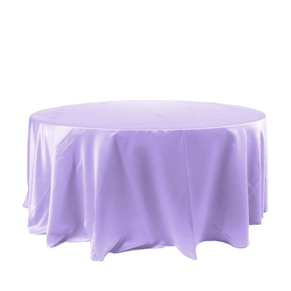 Satin 120" Round Tablecloth Lavender Lilac - Stylish Seamless Table Cover Pro Linens