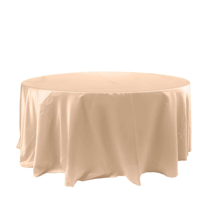 Satin 120" Round Tablecloth Nude - Stylish Seamless Table Cover Pro Linens