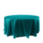 Satin 120" Round Tablecloth Peacock Teal - Stylish Seamless Table Cover Pro Linens