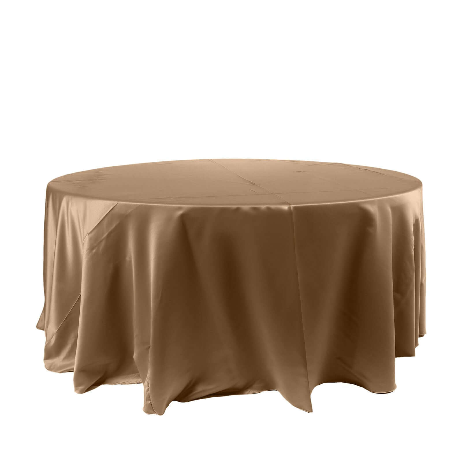 Satin 120" Round Tablecloth Taupe - Stylish Seamless Table Cover Pro Linens