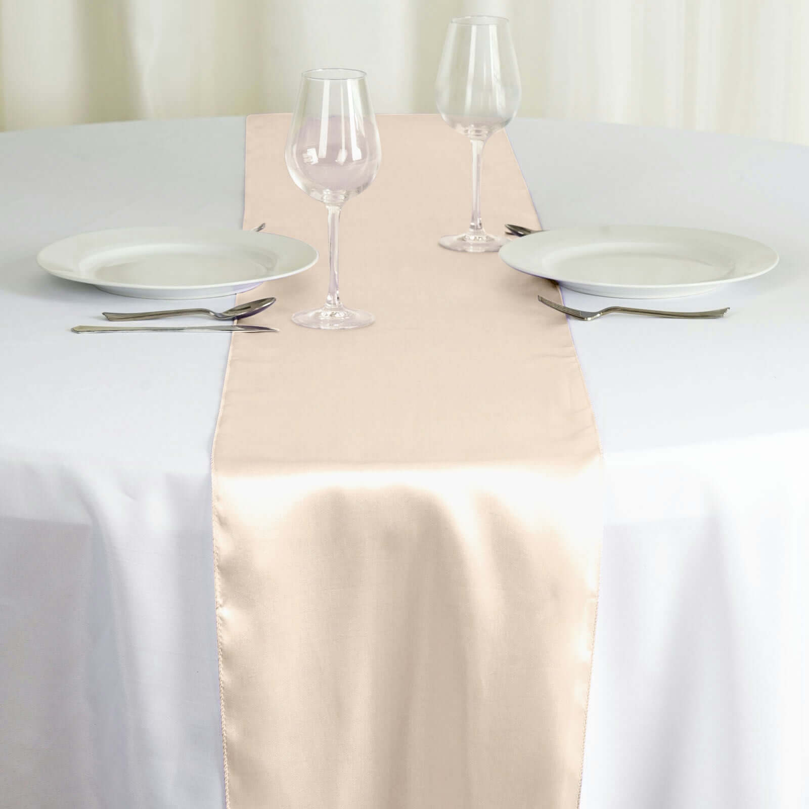 Satin 12"x108" Table Runner Beige - Stylish Table Linen Pro Linens