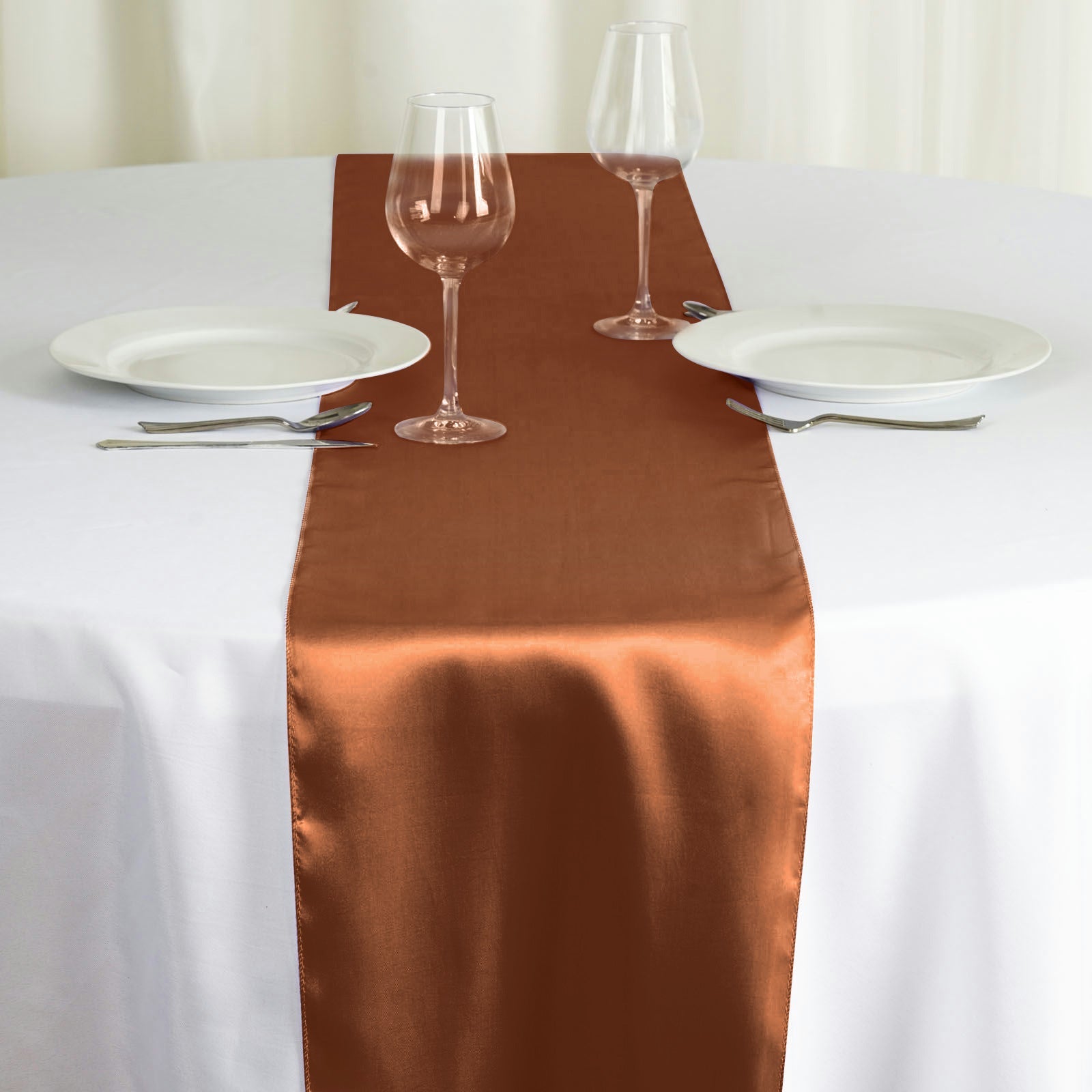 Satin 12"x108" Table Runner Cinnamon Brown - Stylish Table Linen Pro Linens