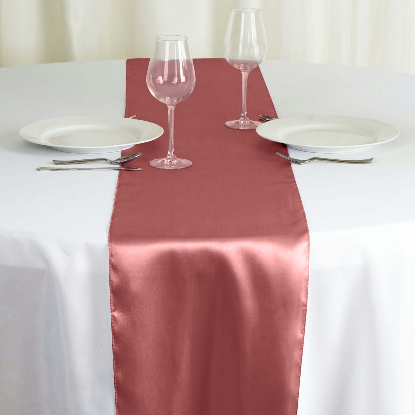 Satin 12"x108" Table Runner Cinnamon Rose - Stylish Table Linen Pro Linens