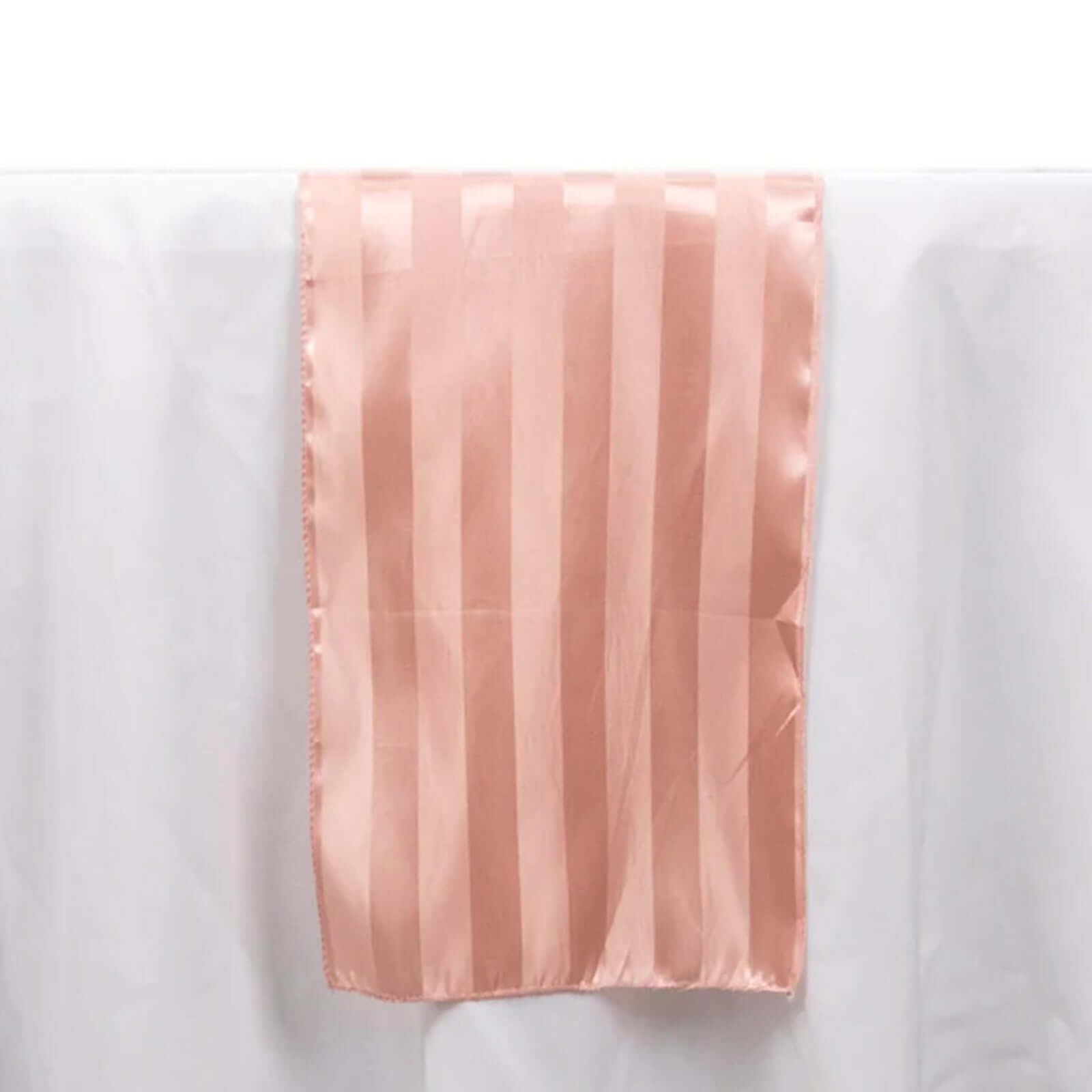 Satin 12"x108" Table Runner Dusty Rose - Stripe Table Decor Pro Linens