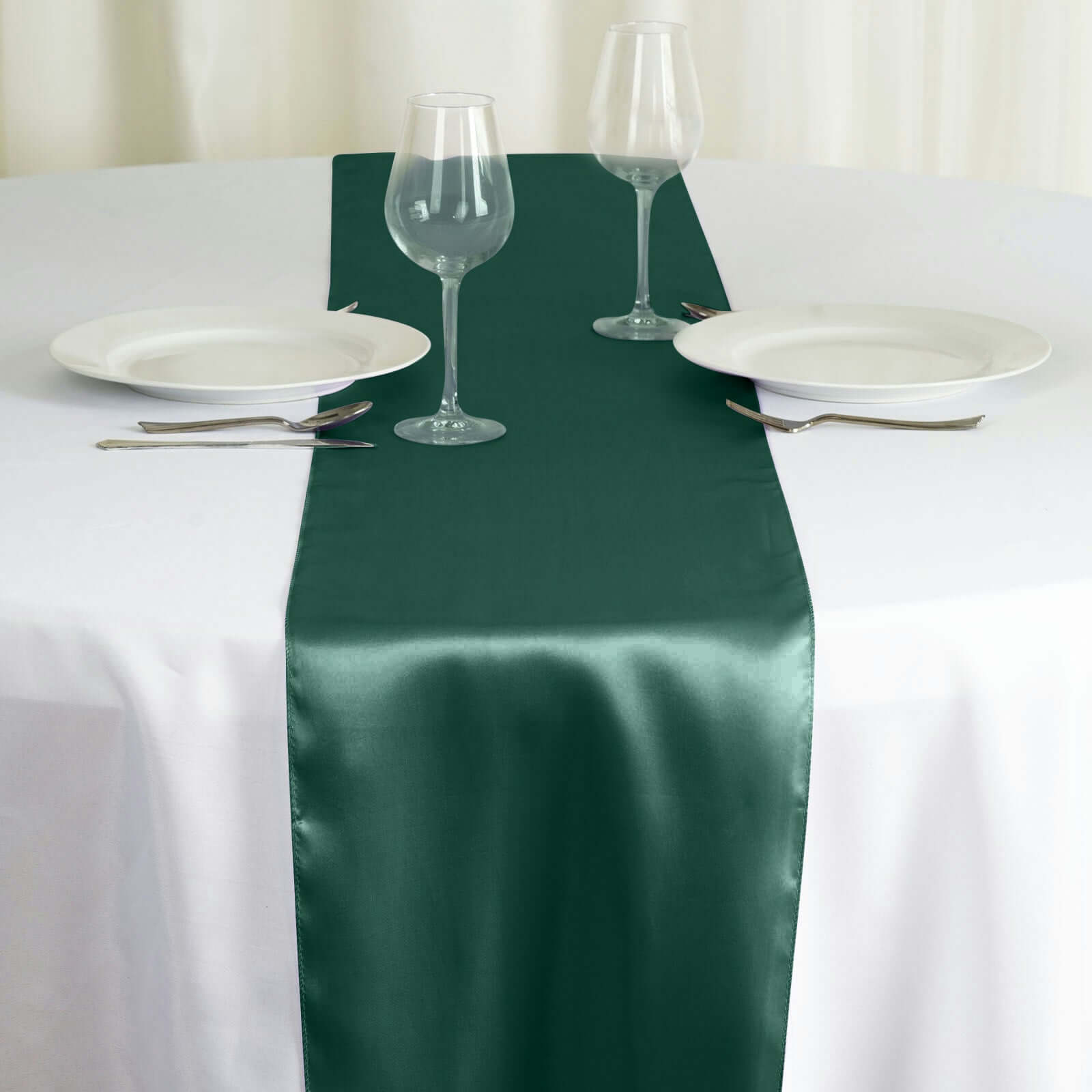 Satin 12"x108" Table Runner Hunter Emerald Green - Stylish Table Linen Pro Linens