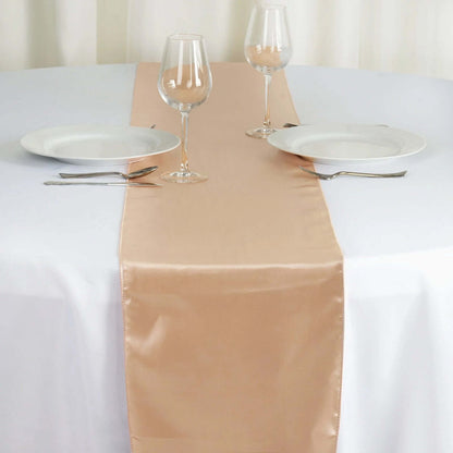 Satin 12"x108" Table Runner Nude - Stylish Table Linen Pro Linens