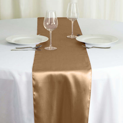 Satin 12"x108" Table Runner Taupe - Stylish Table Linen Pro Linens