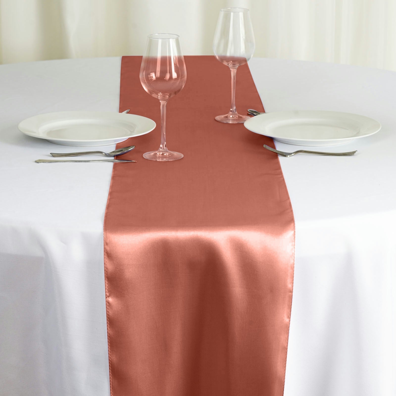 Satin 12"x108" Table Runner Terracotta (Rust) - Stylish Table Linen Pro Linens