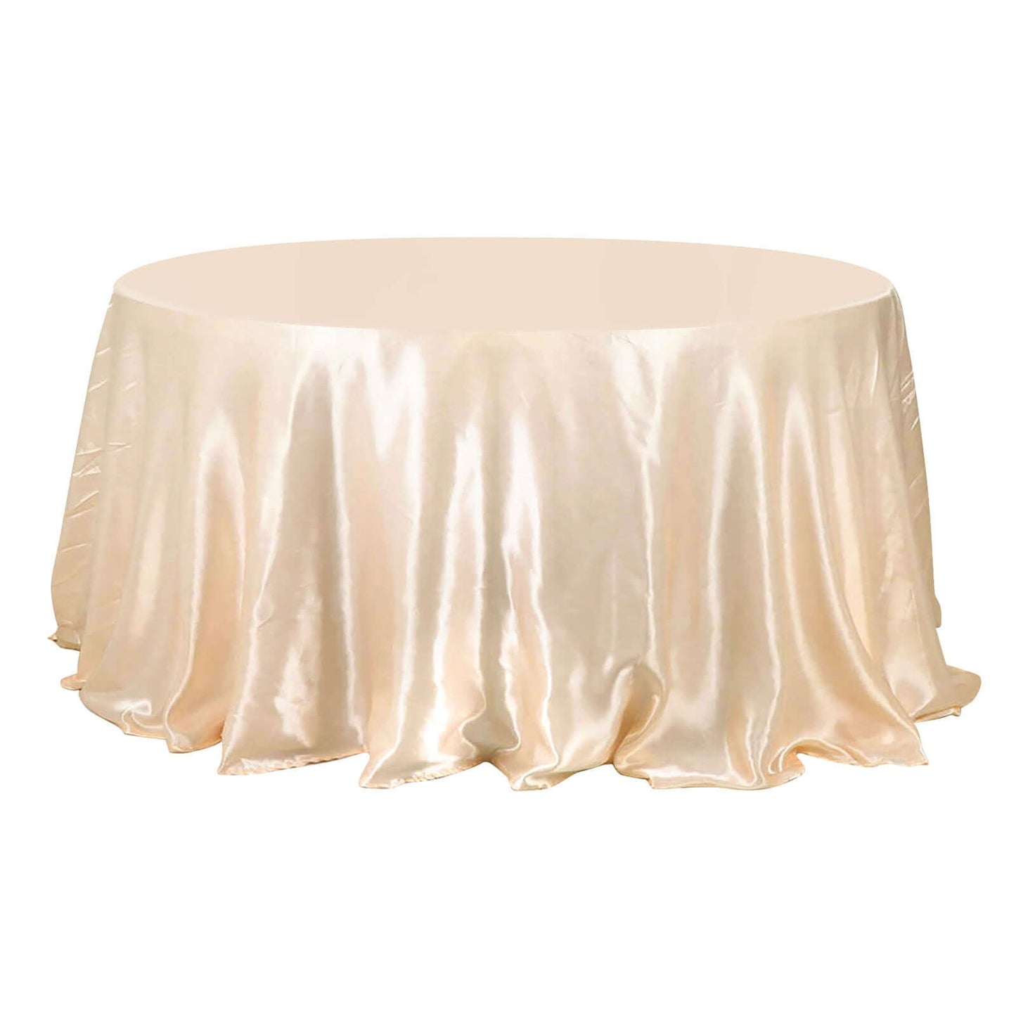 Satin 132" Round Tablecloth Beige - Stylish Seamless Table Cover Pro Linens