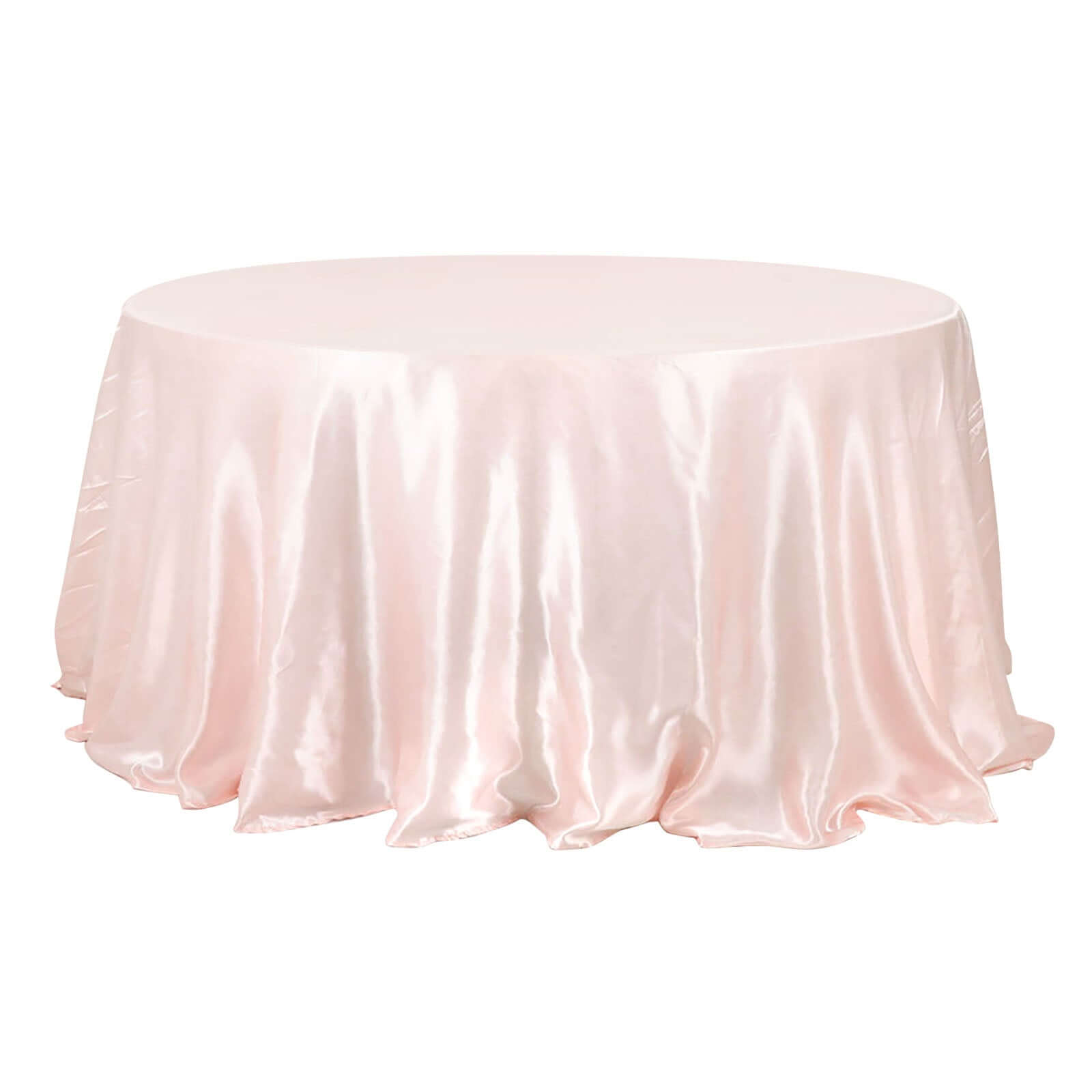 Satin 132" Round Tablecloth Blush - Stylish Seamless Table Cover Pro Linens