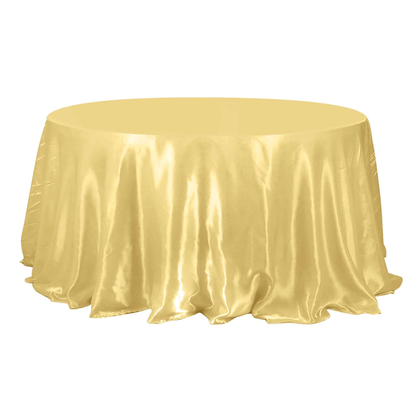 Satin 132" Round Tablecloth Champagne - Stylish Seamless Table Cover Pro Linens