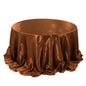 Satin 132" Round Tablecloth Cinnamon Brown - Stylish Seamless Table Cover Pro Linens