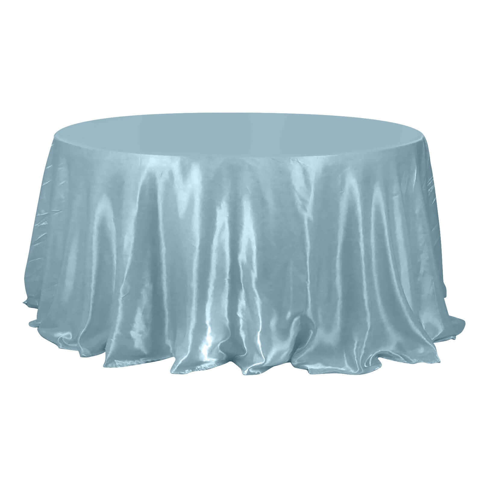 Satin 132" Round Tablecloth Dusty Blue - Stylish Seamless Table Cover Pro Linens