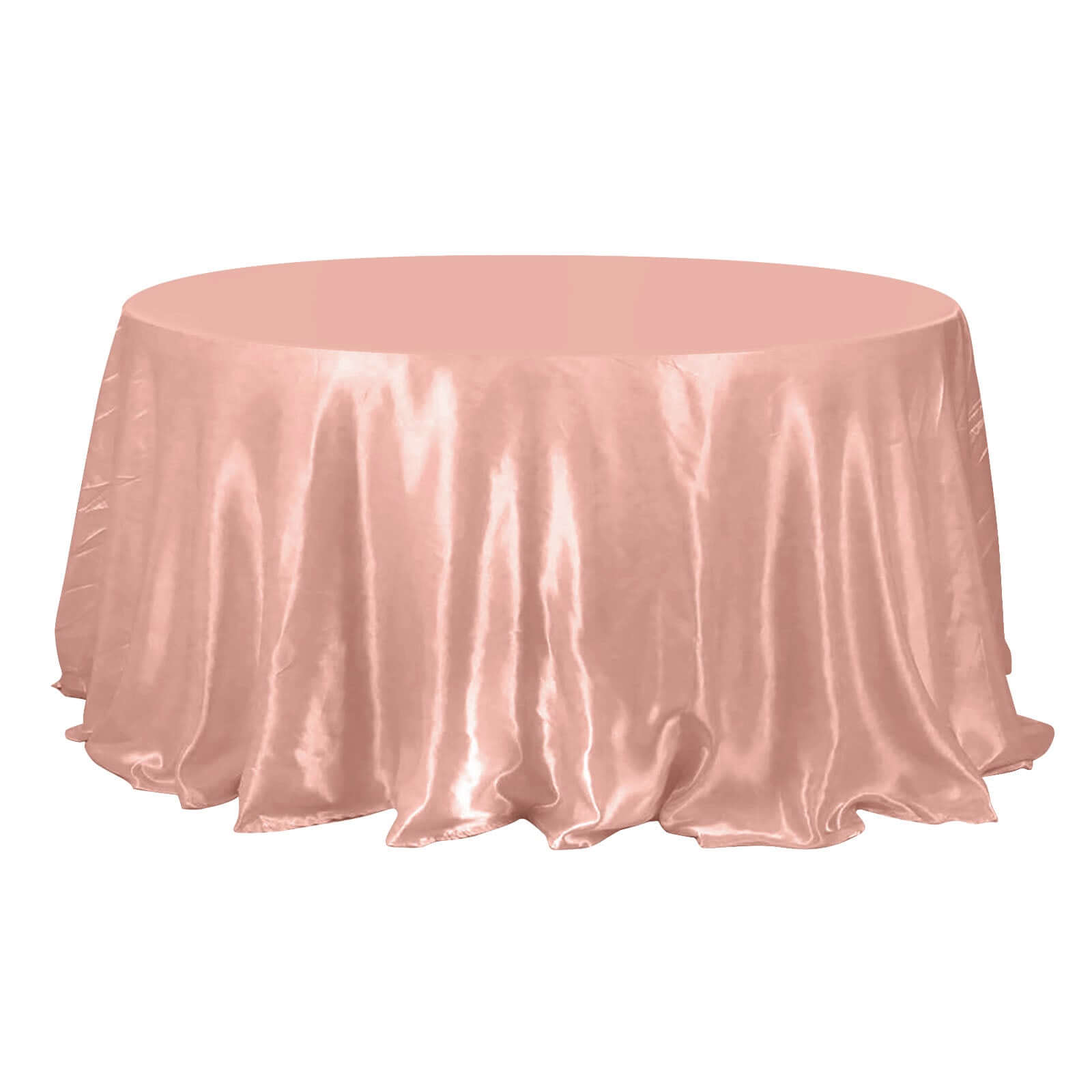 Satin 132" Round Tablecloth Dusty Rose - Stylish Seamless Table Cover Pro Linens